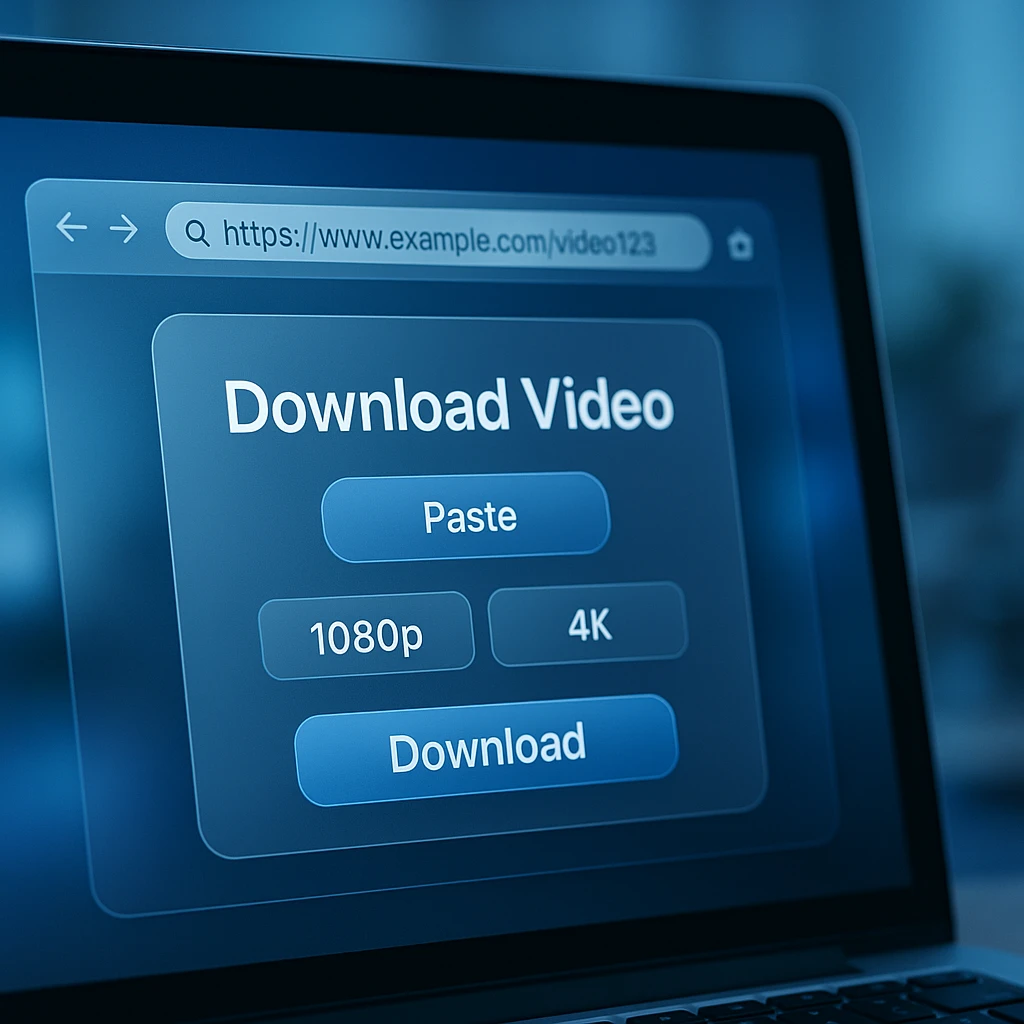 A browser-based Dailymotion downloader with a pasted video URL and quality options for 1080p and 4K