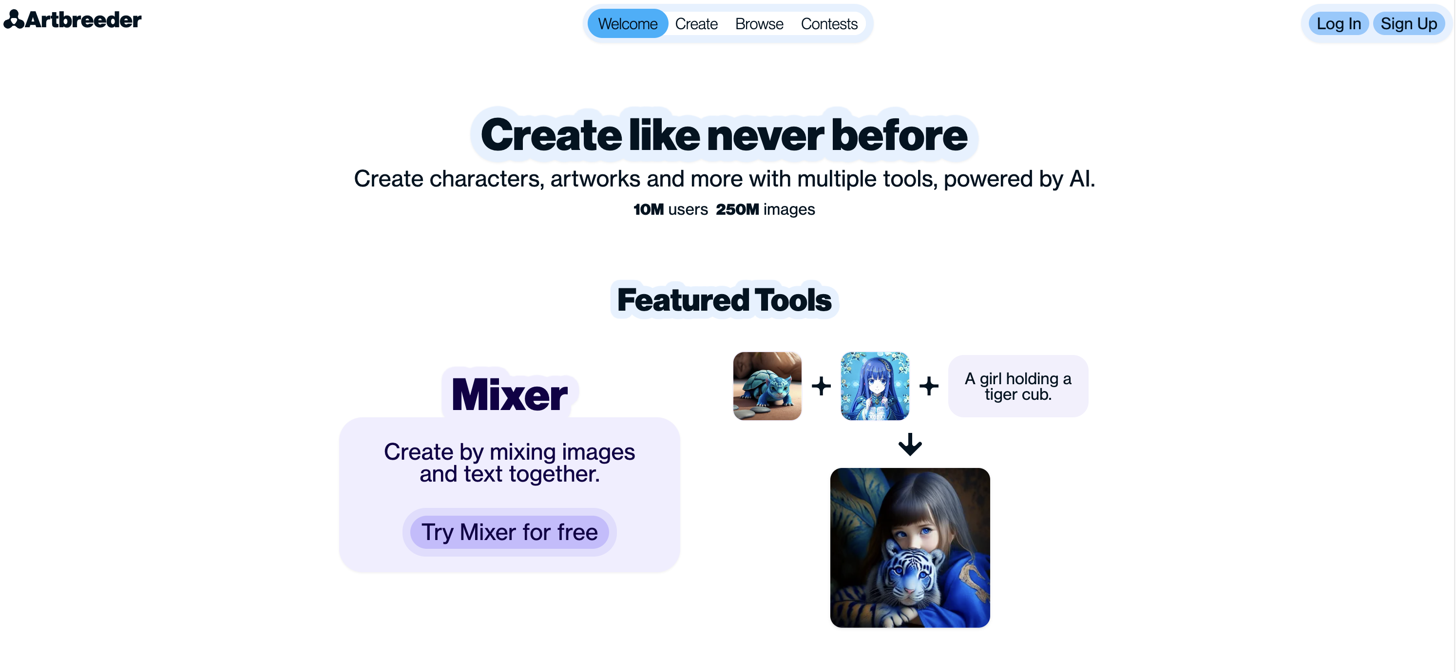 Artbreeder AI image blending and character design interface for concept art