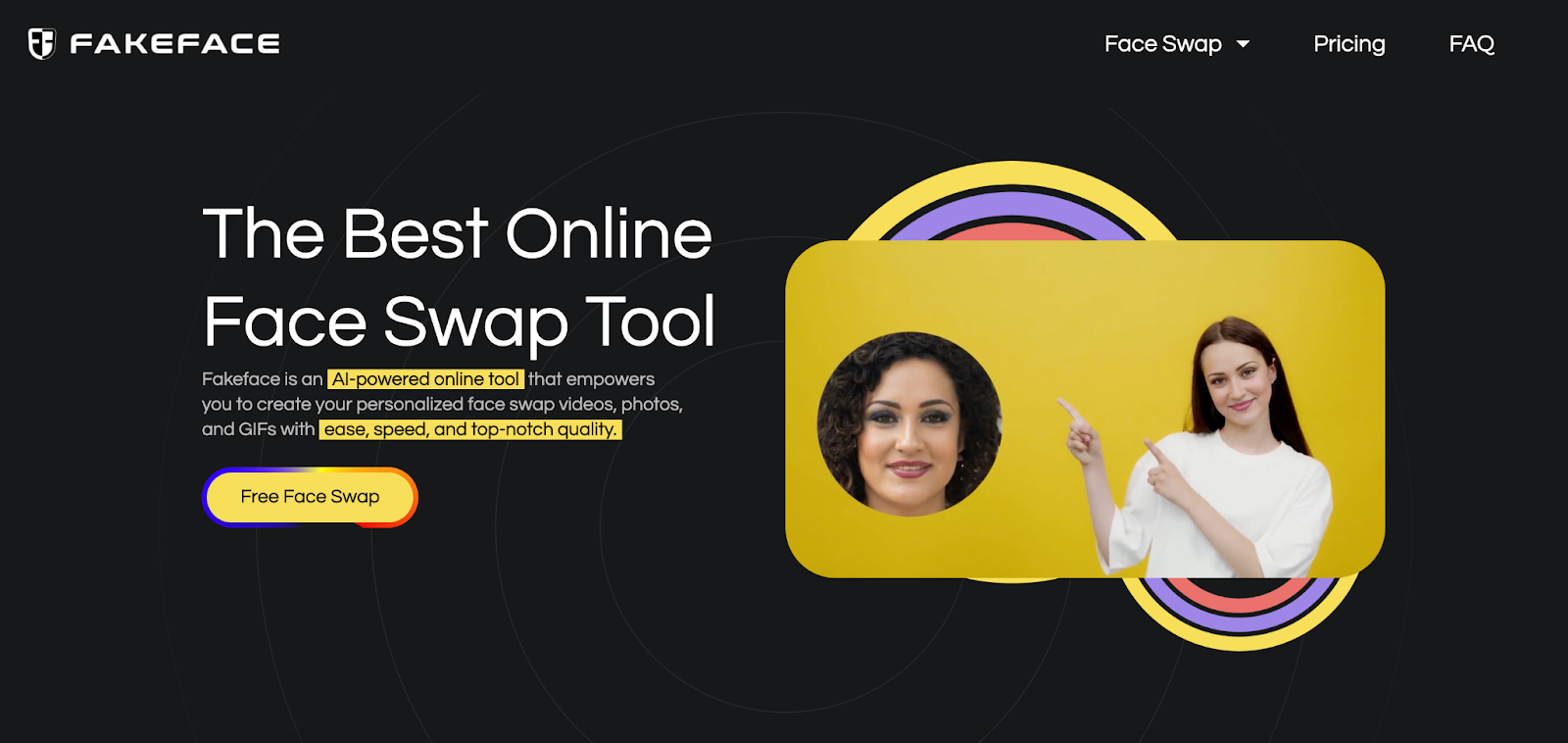 Fakeface AI face swap tool interface for videos, images and GIFs
