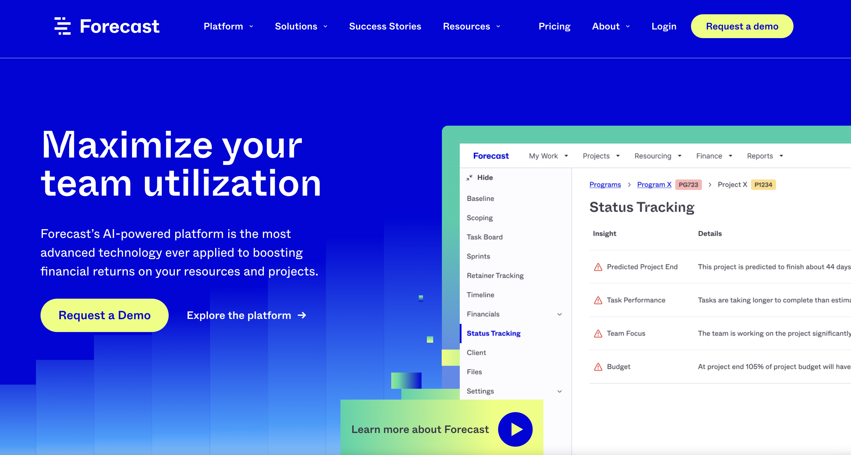 Forecast AI project planning and scheduling