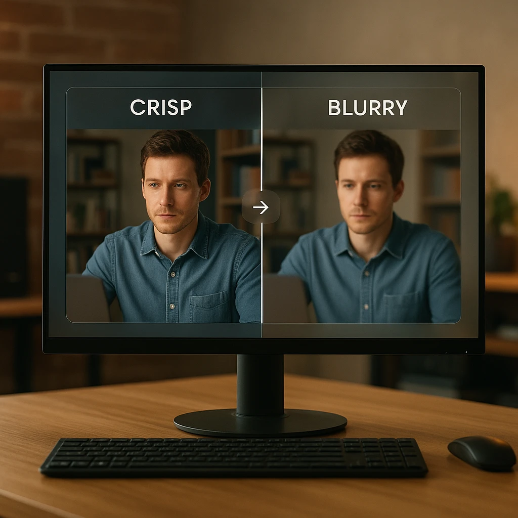 Side by side comparison of a crisp directly extracted video frame and a soft re-encoded copy of the same frame