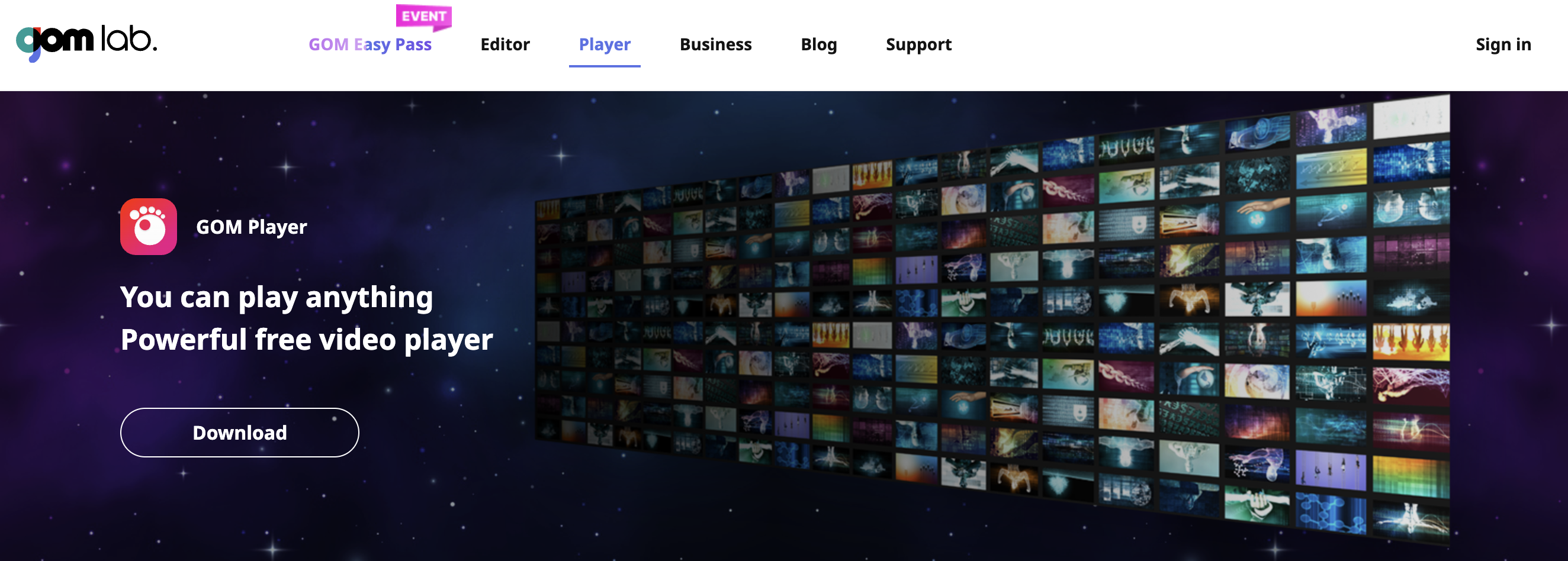 GOM Player's clean beginner-friendly interface