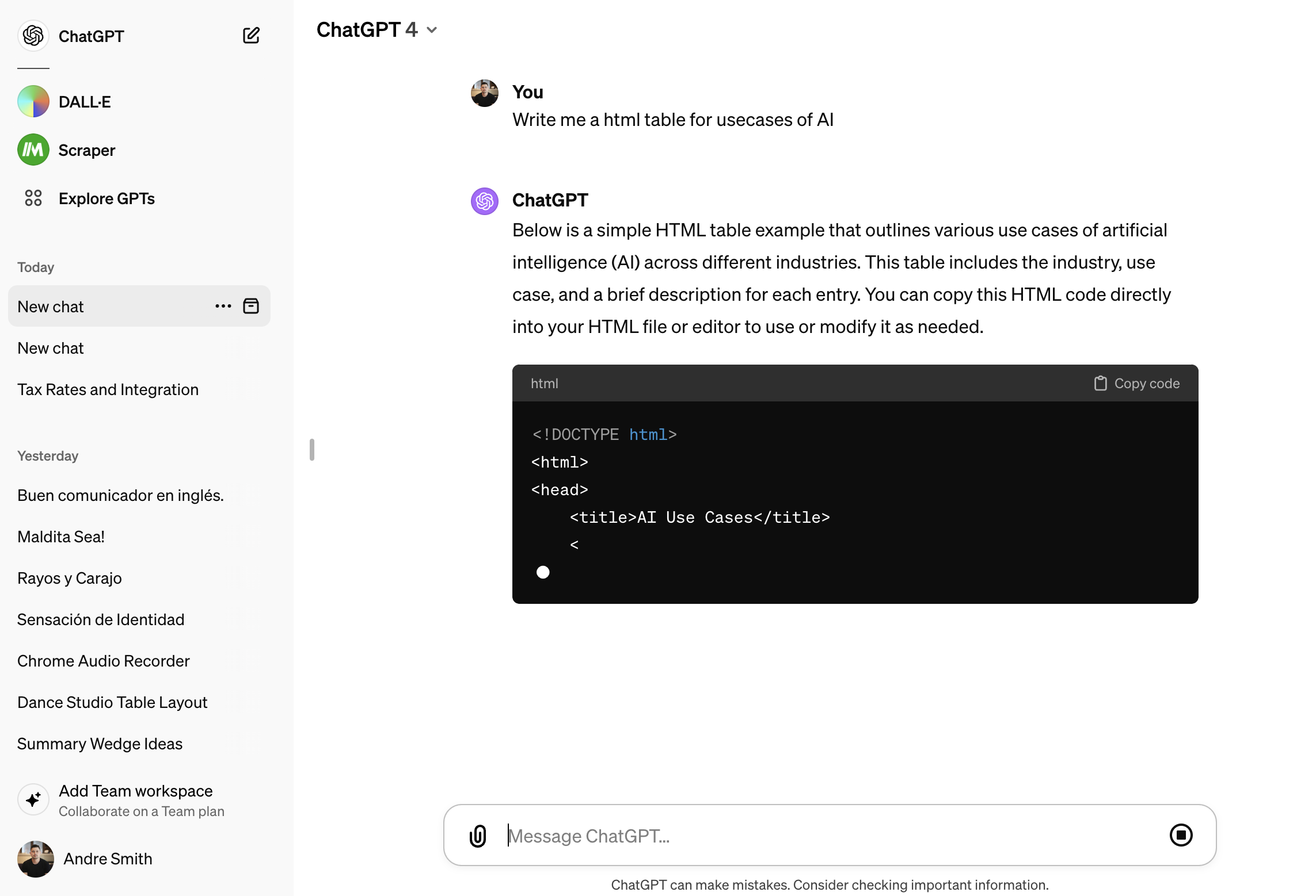 ChatGPT coding assistance and conversation interface