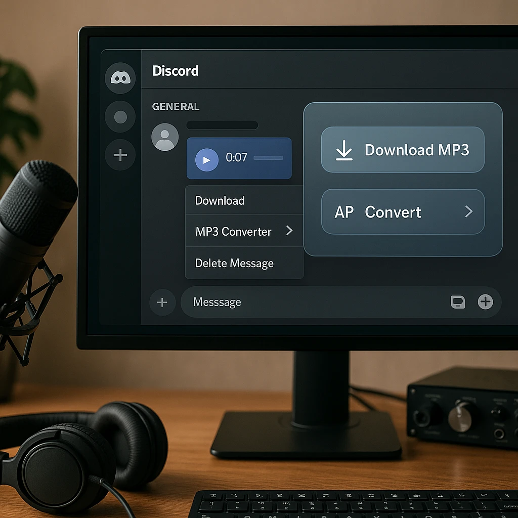Discord audio downloader interface with multiple options