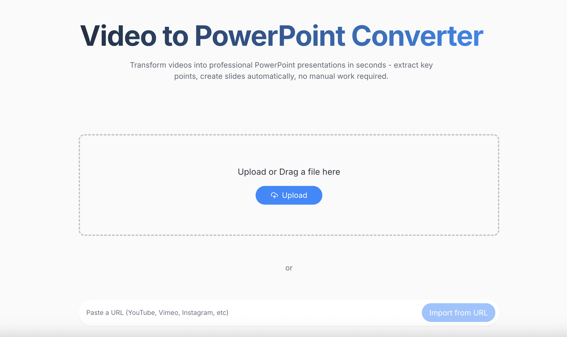 ScreenApp upload interface for converting video to PPT