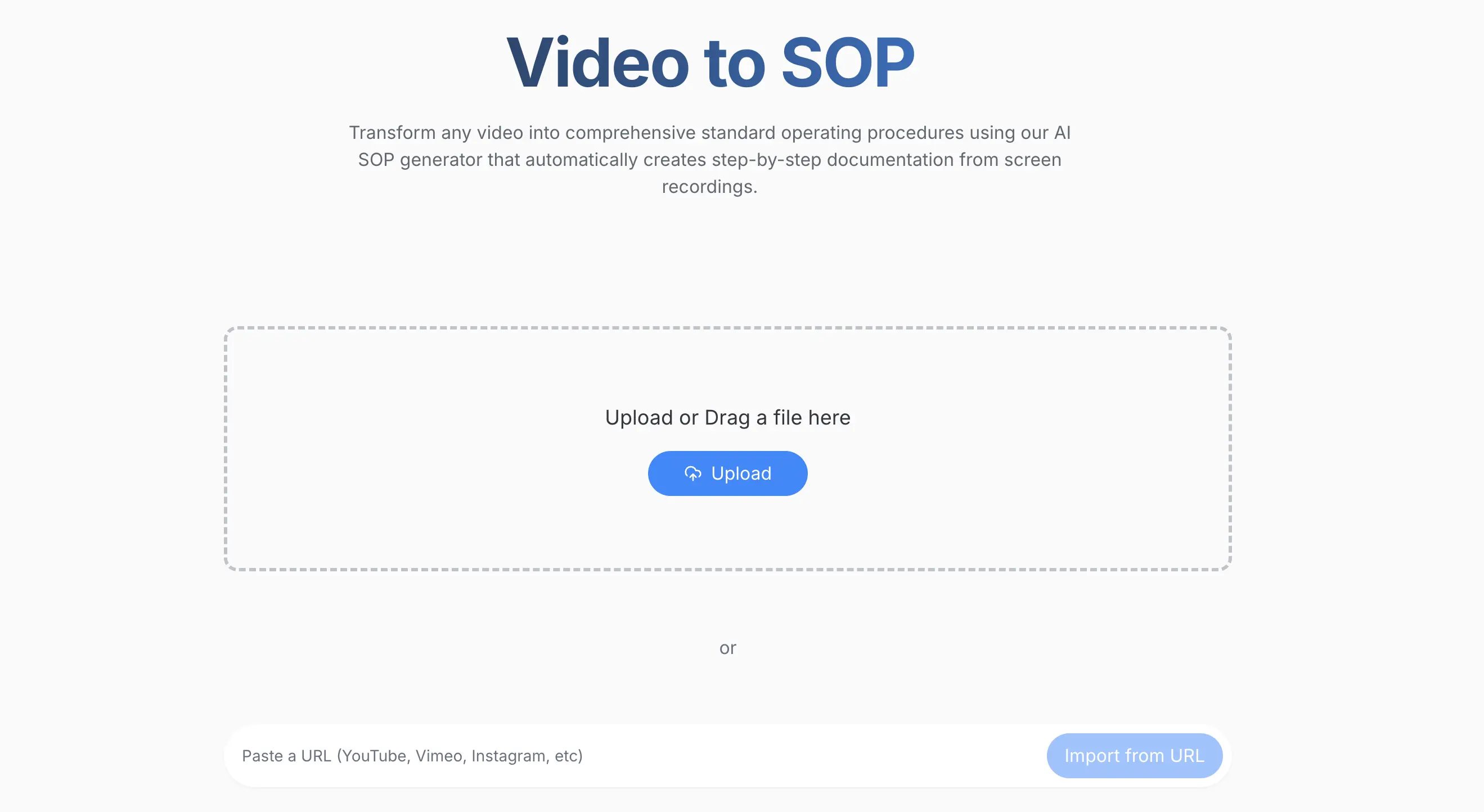 Upload video to ScreenApp SOP generator