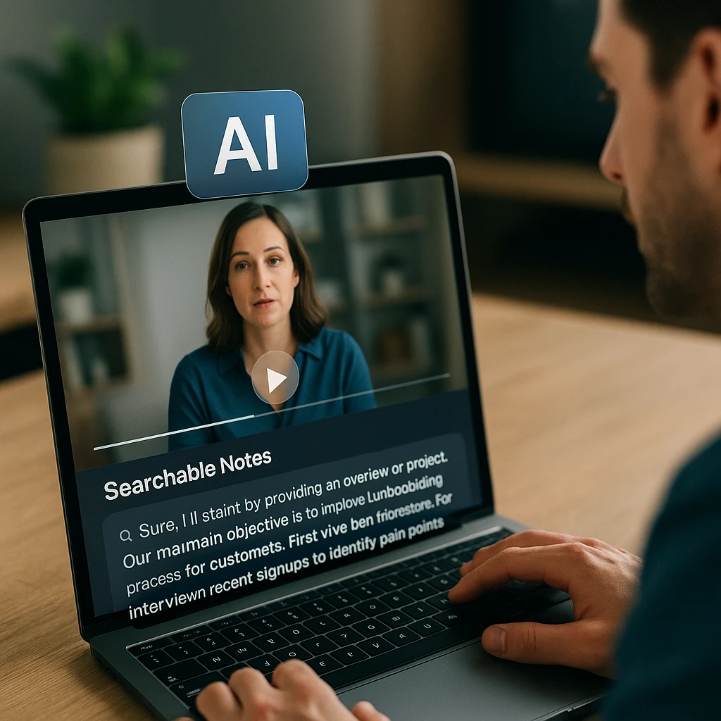ScreenApp AI transcribing a video into searchable notes