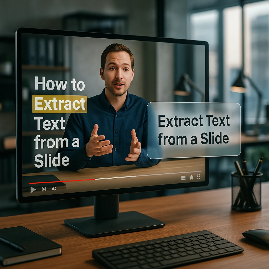 On-screen text being extracted from video frames alongside a document scan, showing the difference between video OCR and page OCR